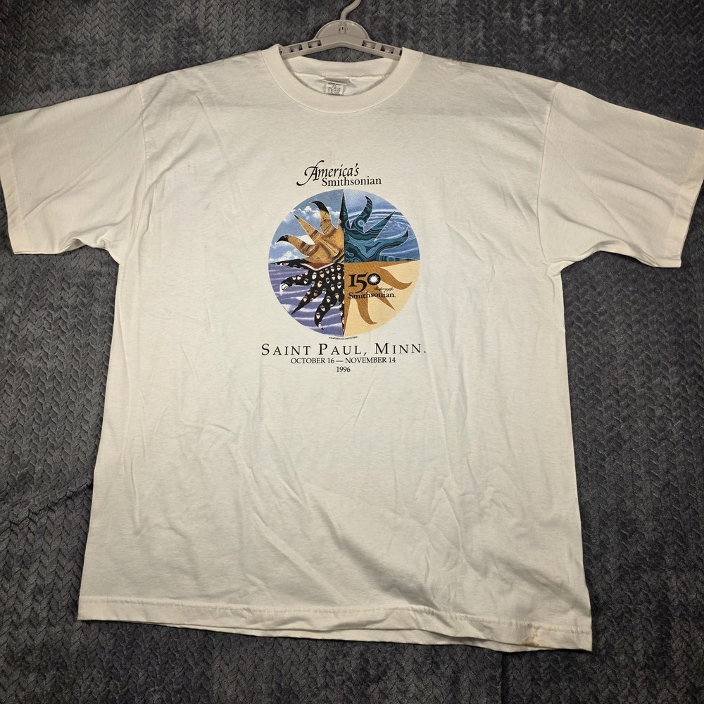 America's Smithsonian 1996 Saint Paul MN Men's T-Shirt XXL White VTG Made In USA